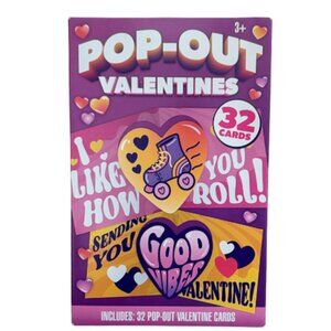 Pop-Out Valentines 32 Cards - Roller Skates Good Vibes I like How you Roll